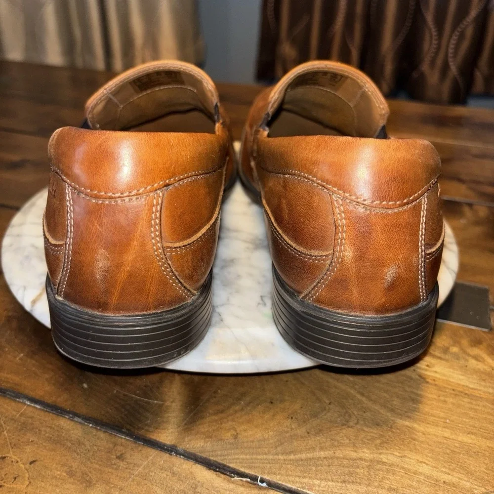 Clarks‎ Collection Shoes Men Sz 11.5 M Brown Leather Slip On Dress Soft Cushion